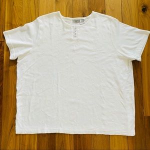 Erik Stewart Woman Embroidered Short Sleeve White Top Cotton Blend Y2K Size 24W